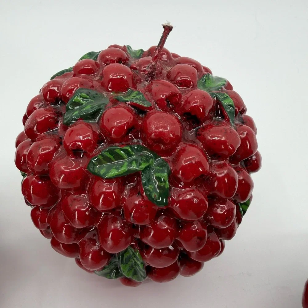 Vtg Harry and David Cranberry Candles SET of 4 Balls 3